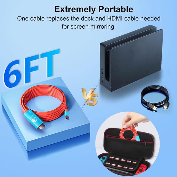 USB C til HDMI-kabel til Nintendo Switch/OLED, 3 i 1-kabel med 100W PD og 4K HDMI, Understøtter TV/Steam Deck/Laptop/PC, 2m Sort og Hvid