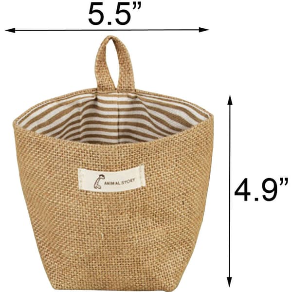 3-pack Hanging Cotton Storage Basket, Foldable, Storage Bag, Waste Bin for Wall Door Wardrobe (Striped)