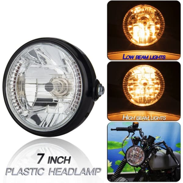 Universal 7 tommer 12V motorcykel forlygte rund blinklys lampe egnet til Cafe