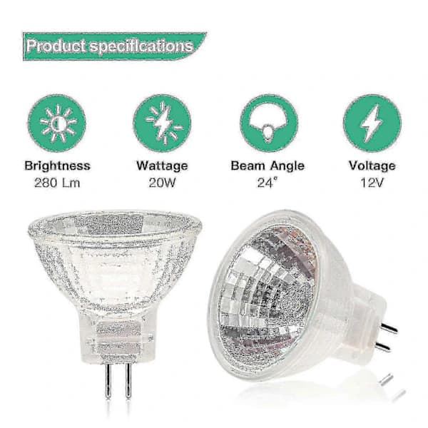 12V 20W Dimmable MR11 GU4 Halogen Bulbs - 12-Pack Warm White 2700K for Spotlights