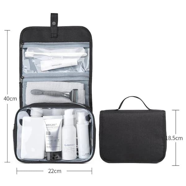 {PL} Vandtæt foldbar makeuptaske med tør og våd adskillelse - Sort