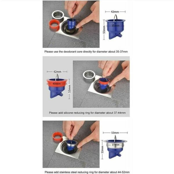 Magnetisk duschbrunn backventil 5,3x5,3 cm snabbkoppling anti-lukt för kök och badkar