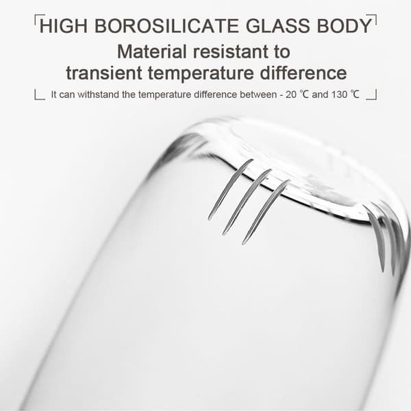 Glass tekopp med tesil og lokk, tekopp med trehåndtak, stil 2