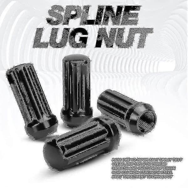 M14x1.5 Pyöränmutterit 24 Kappaletta 14mmx1.5 7 Spline Drive Awl Kartio Pyöränmutterit 2 tuumaa Pitkät Mustat 2 [db]:llä