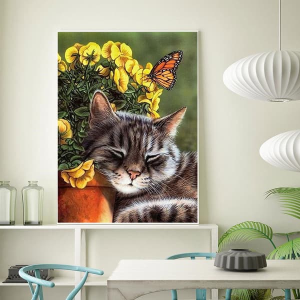 30 × 40 Sovende Katt Diamantmaling (30 * 40, 1 stk) Diamant