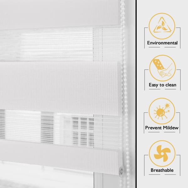 Day and Night Roller Blind, Double Fabric, Blind Without Drilling, Translucent Blackout and Privacy Protection, for Windows and Doors, White, 70 x 150 cm
