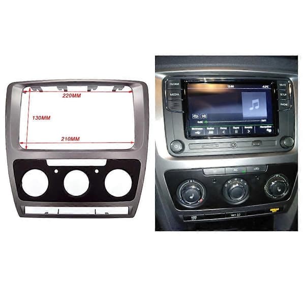 2Din bilstereo radio fascia for Skoda Octavia Auto AC 2010-2013 dashbord video DVD-spiller panelramme montering trim Sølv Silver