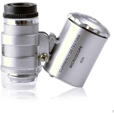 60X Illuminated Magnifier, Pocket Magnifier, Mini Pocket Microscope, UV Magnifier, Coin Detector, Jeweler's Magnifier with LED Light[DB]