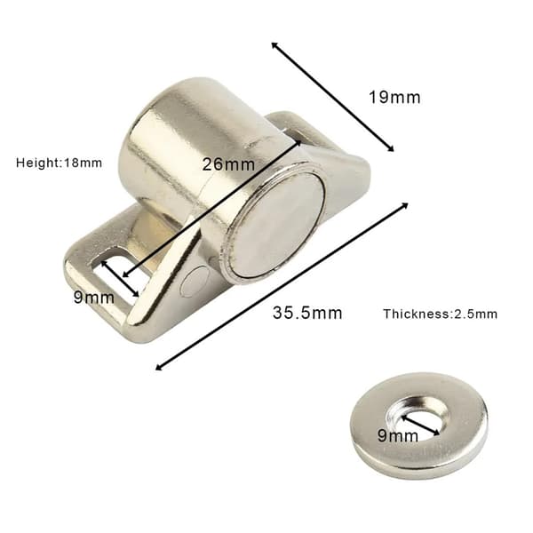Magnetisk dørlås, 4-pak skabsmagneter Stærk magnetlås Sølv Kraftig magnetlås til køkkendøre, skabe, badeværelser Sølv Sølv 4 Silver 4