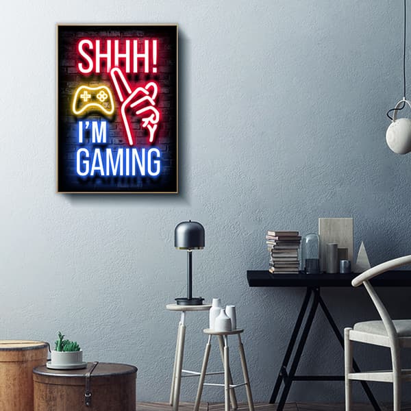 Neonlampe til rumvæg 40X50cm spil neonlys spilplakat