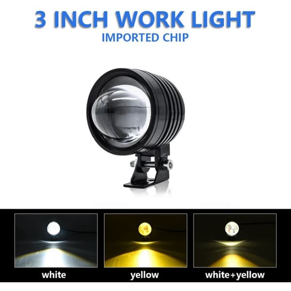 3-tommers motorsykkel frontlys 30W 6000LM Fisheye LED frontlys tåkelys hvit +
