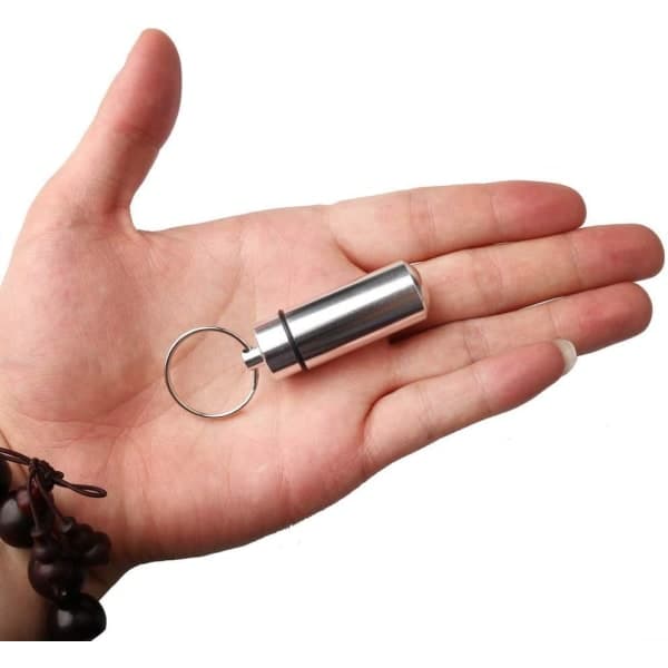 3-pack Vattentät Aluminium Pillerask Fickpillerask Nyckelring Pillerbehållare