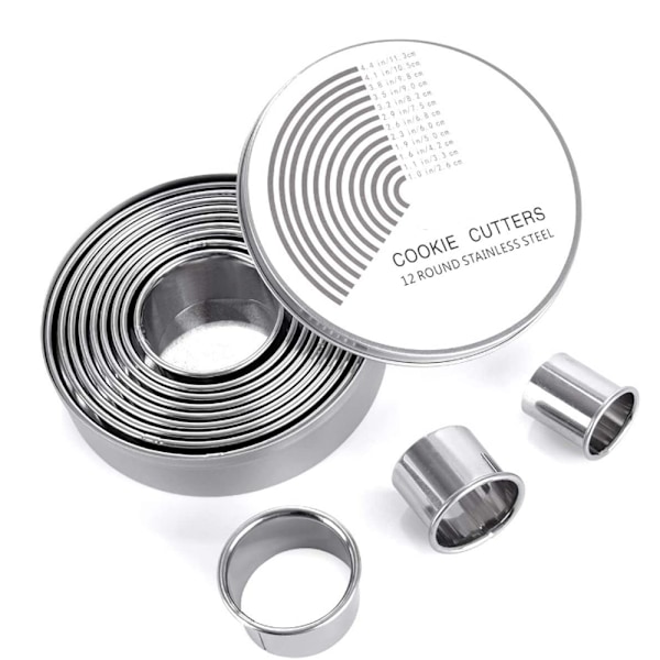12 Round Cookie Cutter Set, Round Cookie Cutter with Scale