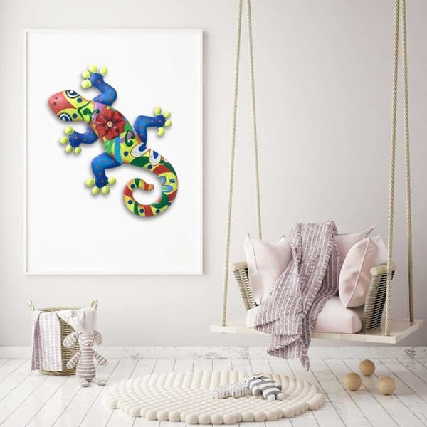 2-delad ödla metall gecko väggdekor, utomhus gecko väggdekor