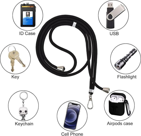 Universal Phone Cord - Chain 2 pcs Nylon Adjustable Phone Case Black Prevent Loss_yu