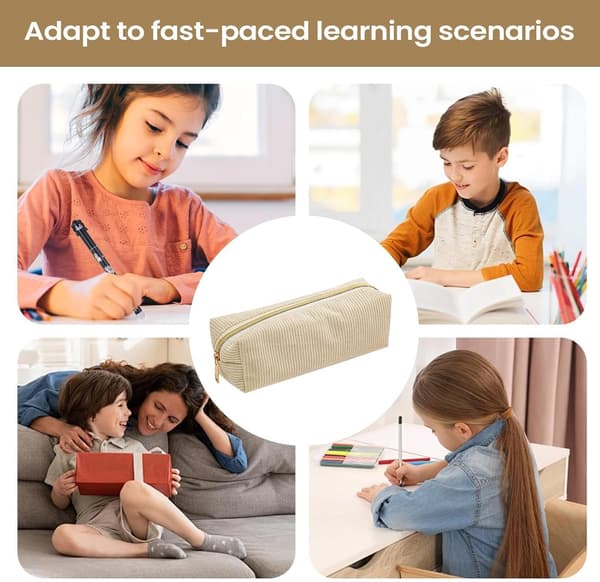 Zipper Pencil Case - Cute Pencil Case with Multiple Compartments, School Pencil Case, Canvas Pencil Bag (DB)