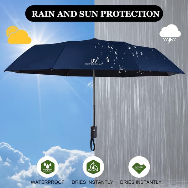 Umbrella, foldable umbrella automatic opening and closing, portable automatic folding umbrella, windproof folding umbrella Navy Blue Navy Blue