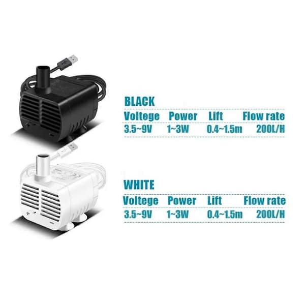 Tyst USB-vattenpump, borstlös vattenpump för husdjursfontäner, akvarier och dränkbara pumpar, B