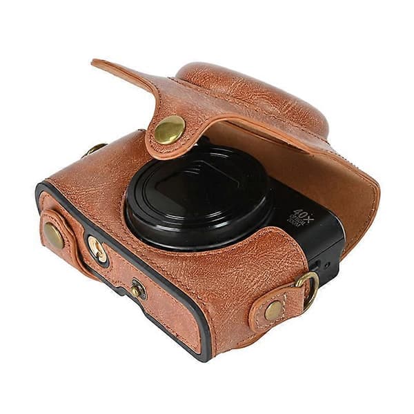 PU Leather Protective Case for Digital Camera Canon SX740 HS/ SX730/ SX720, with Shoulder Strap [DB] Brown Brown