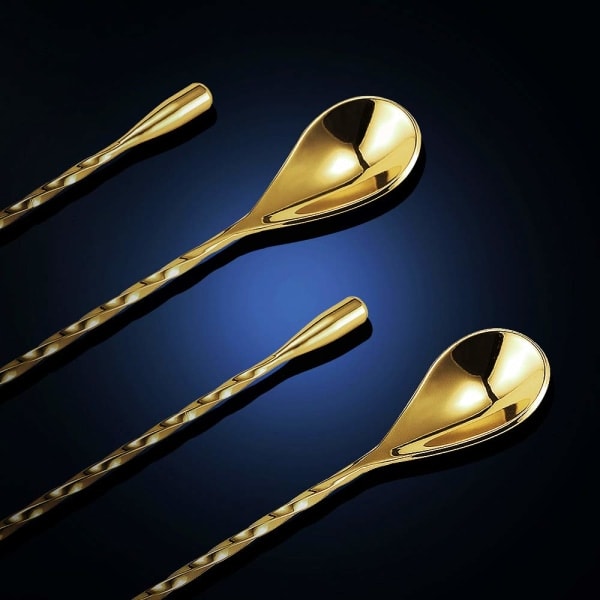 12 tommer blandningsske, rustfrit stål, 2 stk spiralmønster guld
