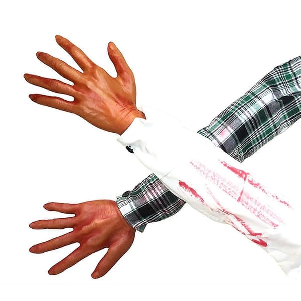 Blodig Brukket Arm Halloween Låtsashånd - Skummel Dekorasjon for Spøkelseshus (FMY) Grå Gray