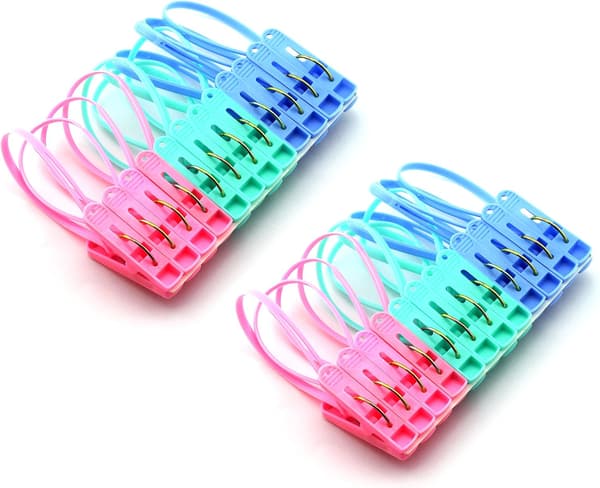 24-pack Klädnypor, Multifärgade Repklämmor för Hängande Kläder