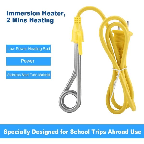 220V 600W Immersion Heater, Portable Mini Travel Heater Set, Multifunctional Heating Element Ideal for Heating Drinking Water, Chocolate, Coffee, Tea