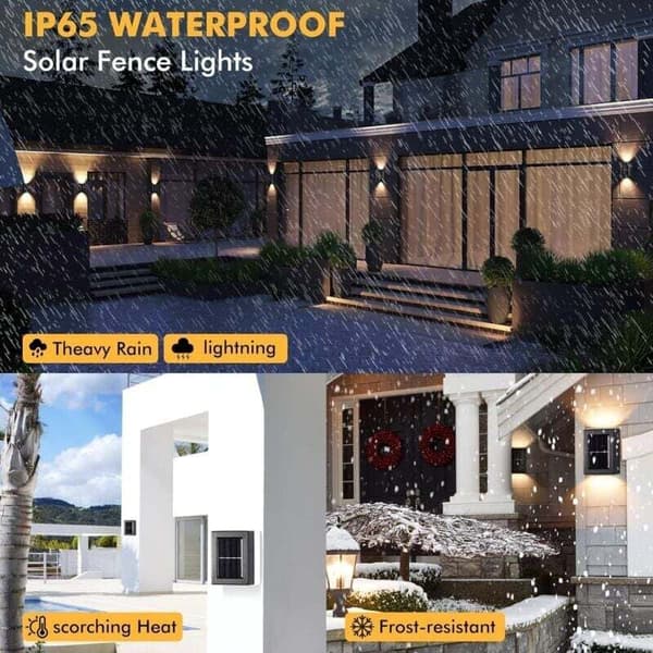 4-pack Solar Garden Lights, Warm White Light, IP65 Waterproof, Wireless Solar Lights for Fence, Yard, Patio