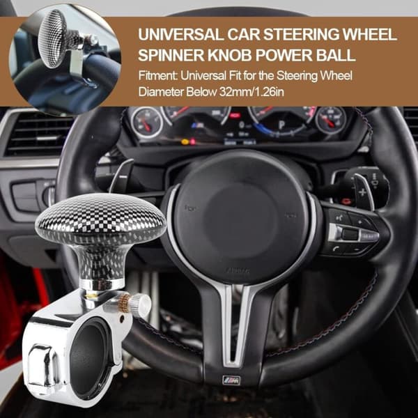 Carbon Fiber Steering Wheel Knob with Control Grip Compatible with Various Vehicles