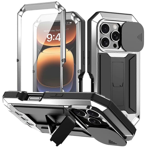 Skjutbart Kamera IP54 Liv Vattentätt Hållare Mobilskal Silver Silver Silver For iPhone 16 Pro Max Silver For iPhone 16 Pro Max
