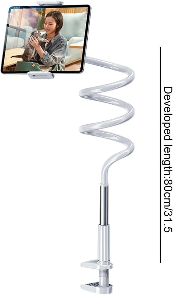 Desktop Mobile Phone Holder - 360-Degree Rotating Cell Phone Bed Clip | Suitable for Tablets Under 10.5 Inches.