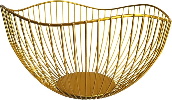 Wire Basket Fruit Gold Fruit Bowl for Kitchen Counter Wavy Fruit Basket Serving Bowl Wire Fruit Plate