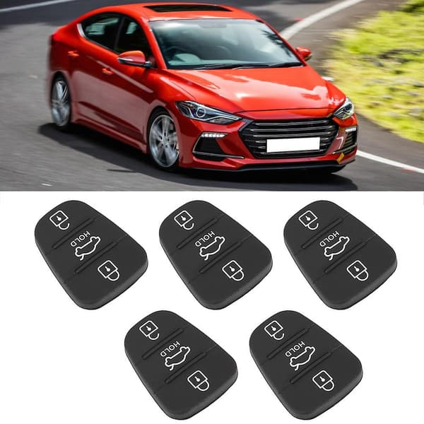 5 erstatningsfjernkontrollnøkkeldeksler for Hyundai og Kia, 3-knapps gummi-FX-