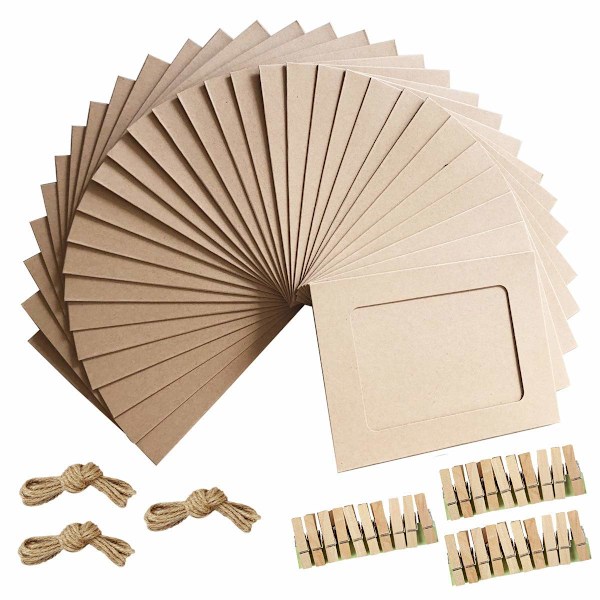 Fotoramme 4x6 tommer Kraftpapir Billedrammer 30 stk DIY Karton