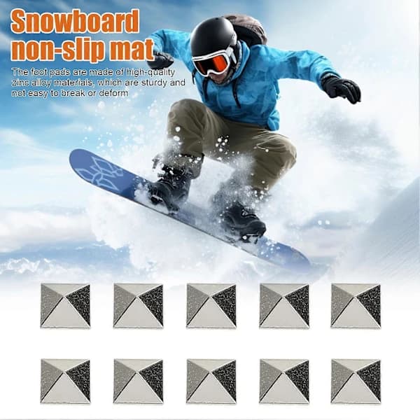 10 stk Snowboard Stomp Pads Sinklegering Pyramidepigger Anti-skli Ski Snowboardgrep Stomp Matte for Vintersport 10 stk