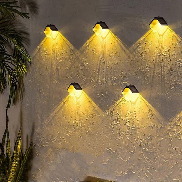 2 stk. Solcellelamper til Væg Udendørs, Solcelle LED Vandtæt Belysning til Terrasse, Hegn, Gårdhave, Hoveddør, S