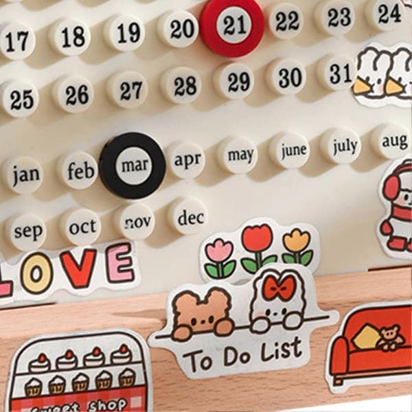 Integrert Formpresset Ring Bordkalender Skrivebordsdatoplanlegger for DIY Hjemmeinnredning