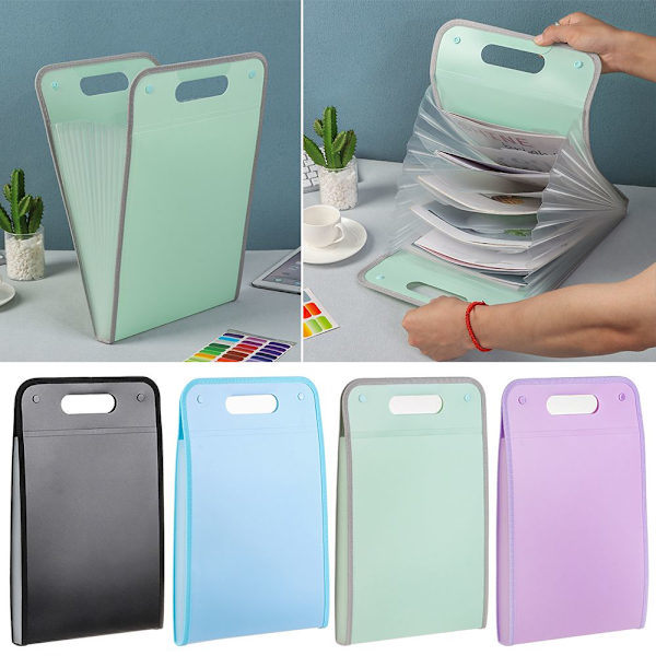 A4 Solid Color Organ Bag File Folder Plastic Portable Green green