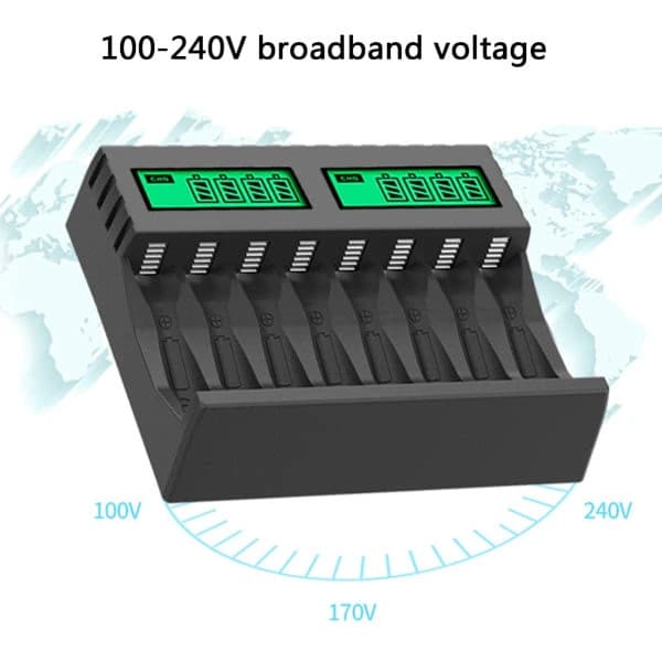 Batterioplader med LCD-skærm, intelligent til opladning af AA/AAA NiCd NiMh-batterier, oplader til aa aaa