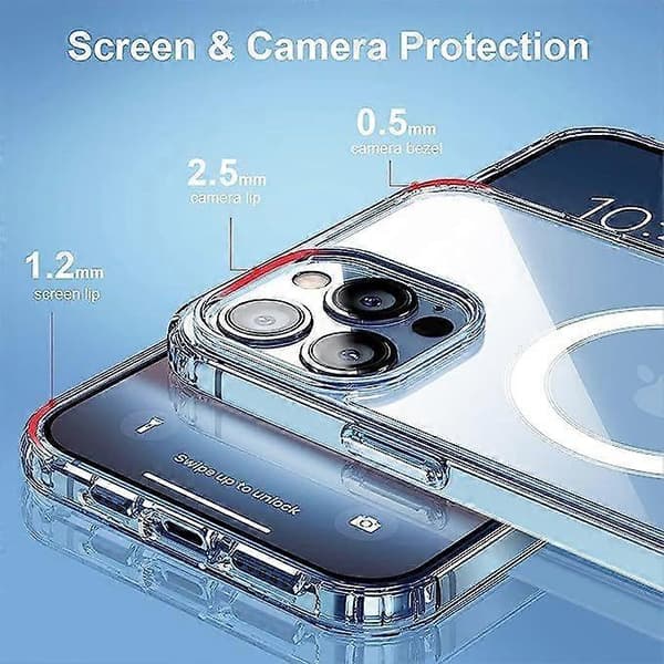 iPhone 12 Pro Clear Case, Compatible with MagSafe and Wireless Charging, Protective and Shockproof Design, Magnetic Slim Case.