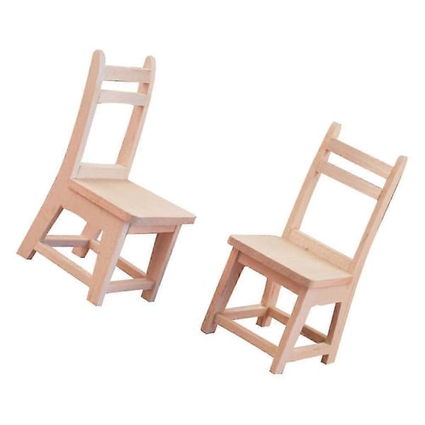 2 stk Barn Tre Miniatyr Stol Figurer Trepynt Mini Tre Stol Mini Stol
