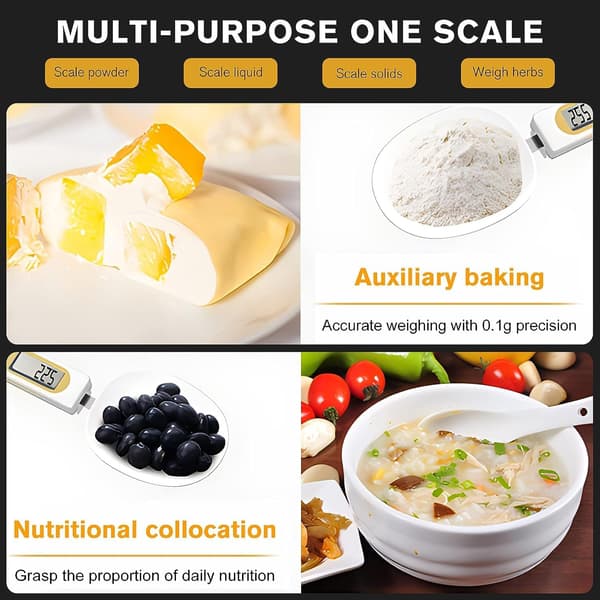 Electronic Measuring Spoon, Digital Scale Spoon, Kitchen Electronic Scale Spoon with LCD Display for Cooking, Baking, Flour, Spices, Medicine white white