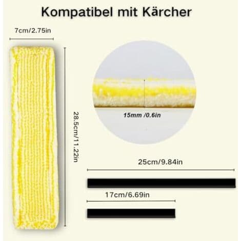 Replacement parts for Kärcher window cleaners, high-performance replacement cleaning pads and replacement lips for Wv2 Wv5