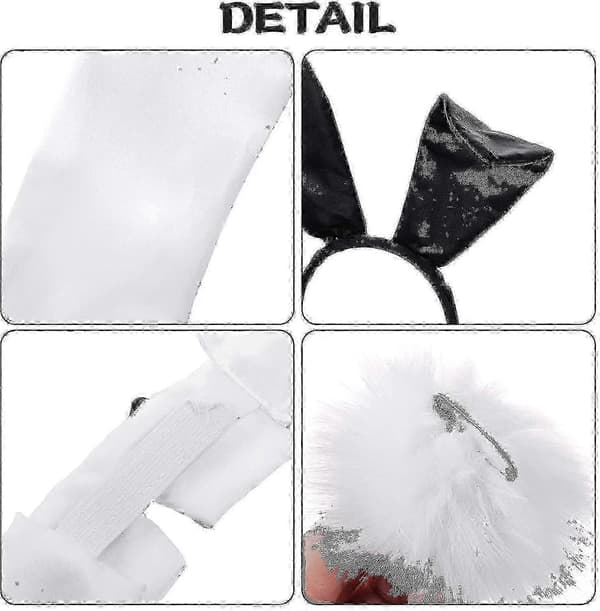 Rabbit Cosplay Kit With Ears/Gloves/Tail - Easter Costume Set For Halloween/Christmas