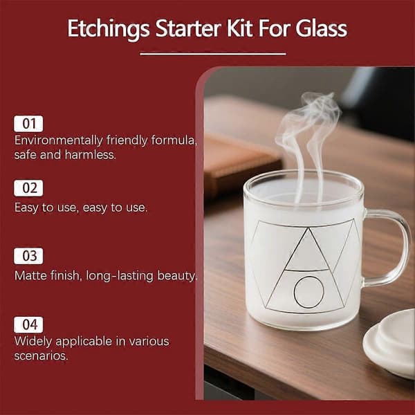 Glass Etching Starter Kit with Cream and Stencil Tools - Create Permanent Frosted Designs on Glass, Windows, and Mirrors