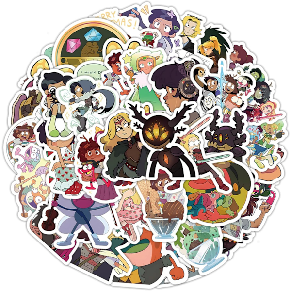 50 kpl Amphibia-tarroja Vedenpitävät vinyyli Kawaii-tarrat lapsille Teineille Aikuisille Rullalauta Tietokone Kannettava tietokone Kitara (Amphibia)