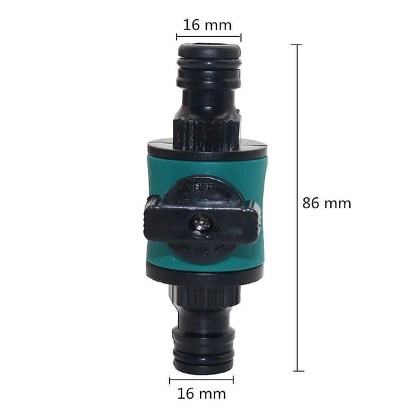 16 mm hageslange hurtigkobling med 2-veis stengeventil