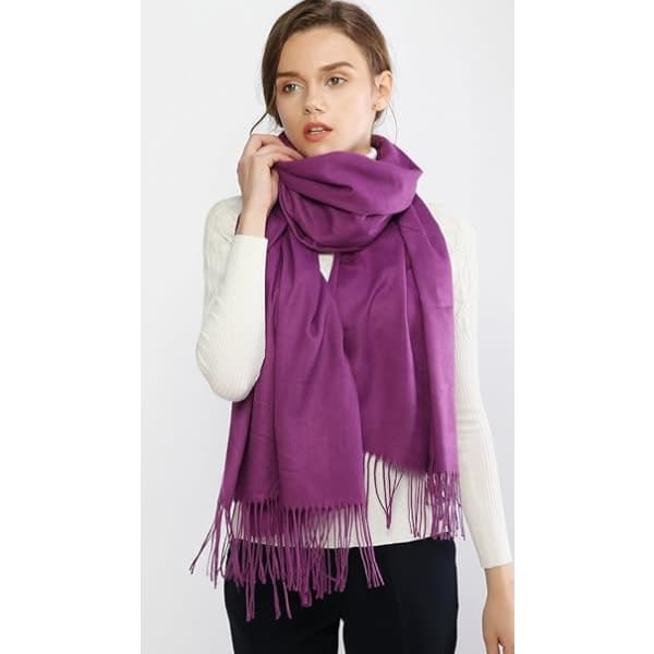 Dame Tørklæde Pashmina Sjaler og Omslag til Bryllupstørklæder til Kvinder Vinter (lilla)