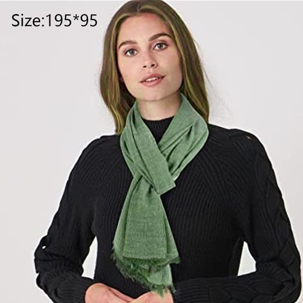 Bomull linnescarf, bred linnesjal, enfärgad sjal, mörkgrön