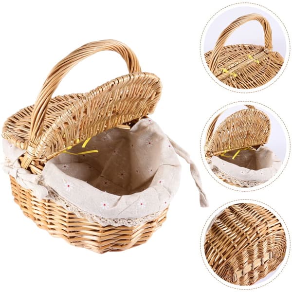 Woven Rattan Basket for Fruit, Bread, Vegetables - 1pc Picnic Basket for Home Storage
